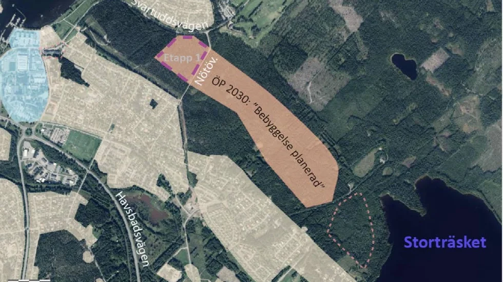 Etapp 2. I en andra etapp av Strömnäsbacken kan många fler villatomter skapas. Det är en av anledningarna till att kommunen bygger en förskola.