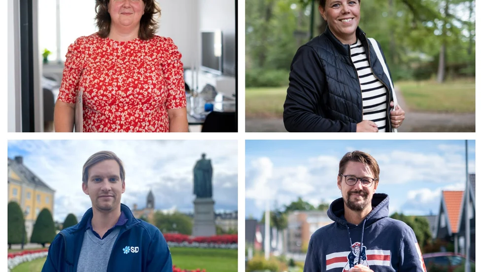 Kaisa Karro, S, Marie Morell, M, Richard Svensson, SD och Emil  Broberg, V, fyra regionpolitiker som nu funderar på hur förhandlingarna om ett nytt styre kommer att se ut. 