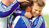 Sleipner har fått en drömstart i div II Västra Svealand, i lördags blev det 31 mot IFK Ölme sedan Patrick Lindqvist (t h) inlett målskyttet.
FOTO: NICLAS SANDBERG