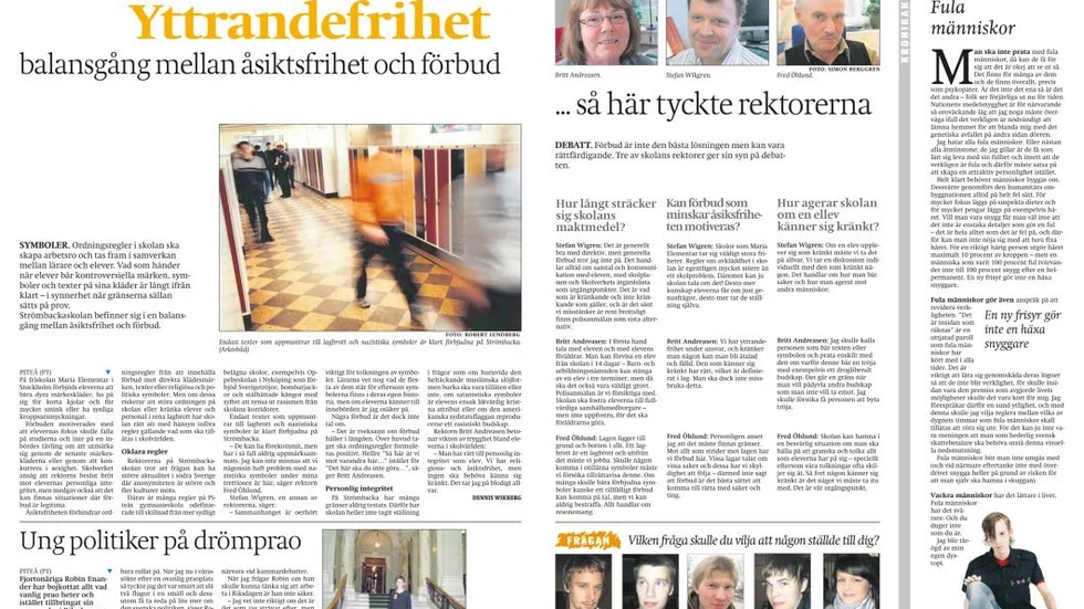 2007-05-18. Att ungas röster hörs är det ingen tvekan om. Av Dennis artikel om religiösa symboler blev det stor debatt på insändarsidan, något som inte är helt ovanligt när vi på ung tycker till.