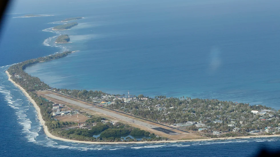 Tuvalu i Stilla havet, en av de nationer vars själva existens är under akut hot från fossila bränslen. Arkivbild.