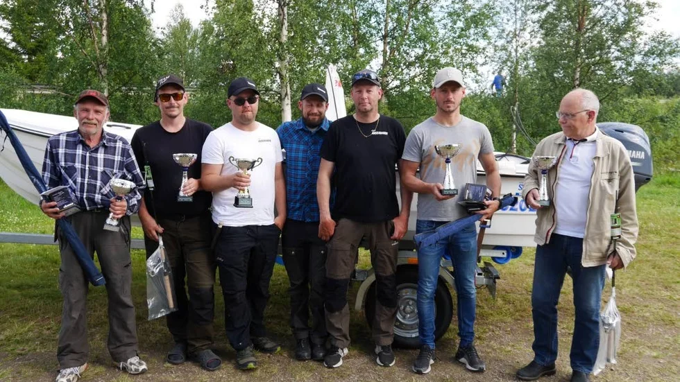 Vinnare från vänster, Nils Wallström, Jan Lindblom, Team Akkavare , Team Fishingbros och Berndt Andersson.