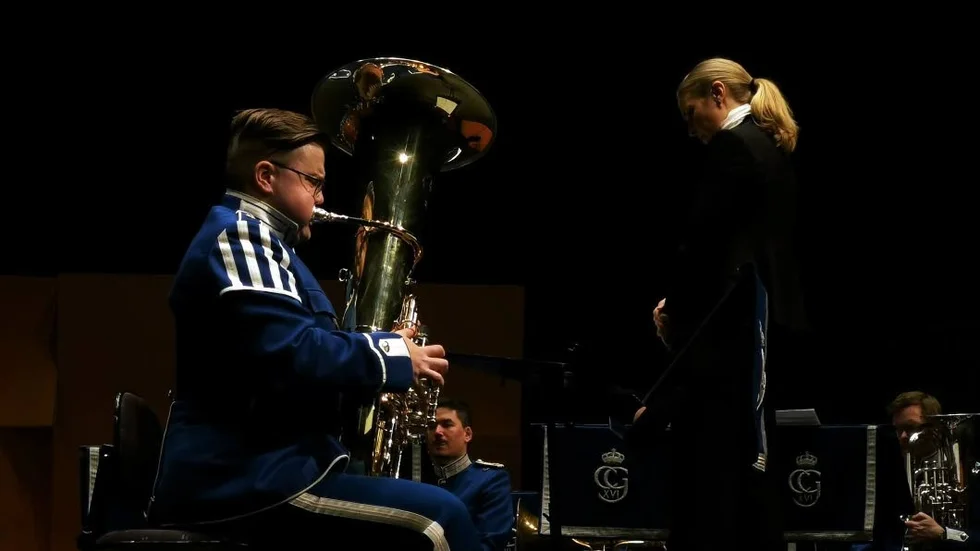 Tubasolisten Carl Löfvenius Hellman hade valt att framföra ”Capriccio” av Rodney Newton. Foto: Göran Lundberg