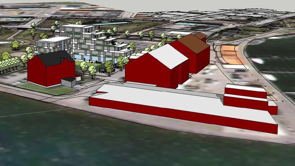 Det tänkbara bygget i hamnen har väckt reaktioner.
