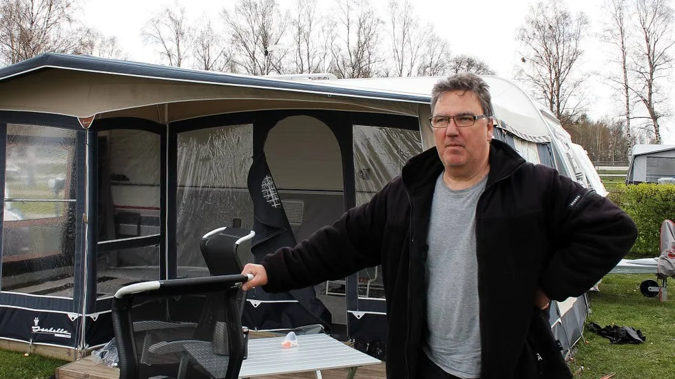 Dick Carlén åker från Västergötland för att campa i Vadstena, en tradition sedan 20 år tillbaka.