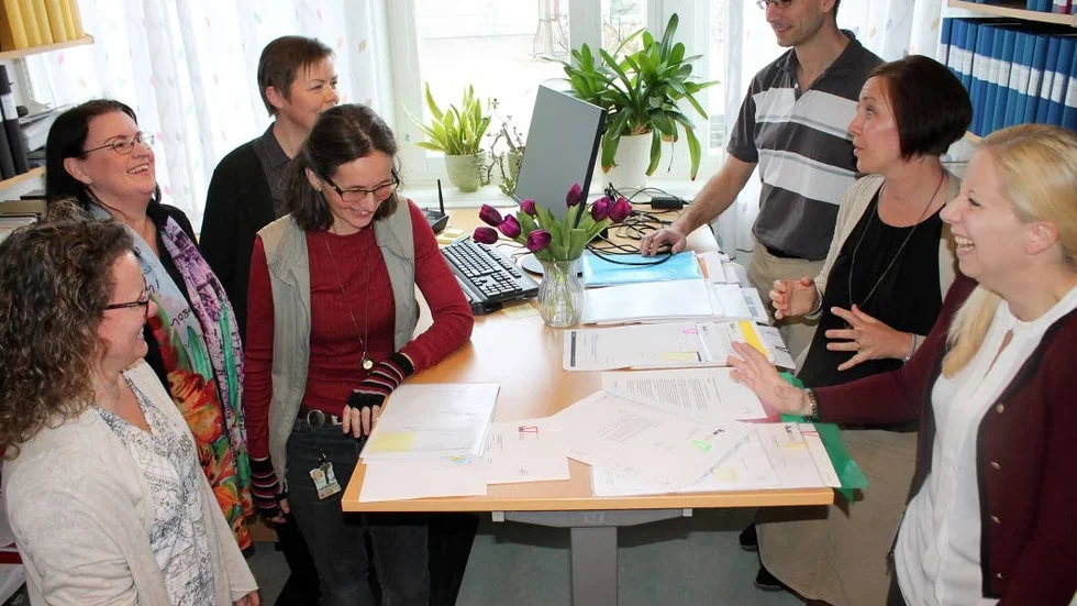 Roligare, eeffektivare, bättre. Klart vi står och jobbar menar det här gänget på IFM, LiU. Monica Sahlberg, Louise Gustafsson Rydström, Simona Eles,Pia Heidenberg, Filip Wiltgren, Jessica Gidby och Therese Lindkvist.