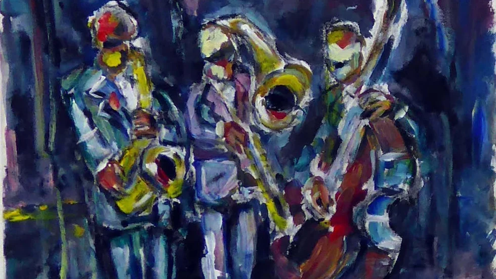 "Jazzband", målning av David Nilsson.
