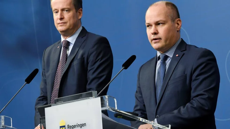 Hårdare tag. Inrikesminister Anders Ygeman (S) och justitie- och migrationsminister Morgan Johansson (S) vid presskonferensen om den organiserade brottsligheten.
