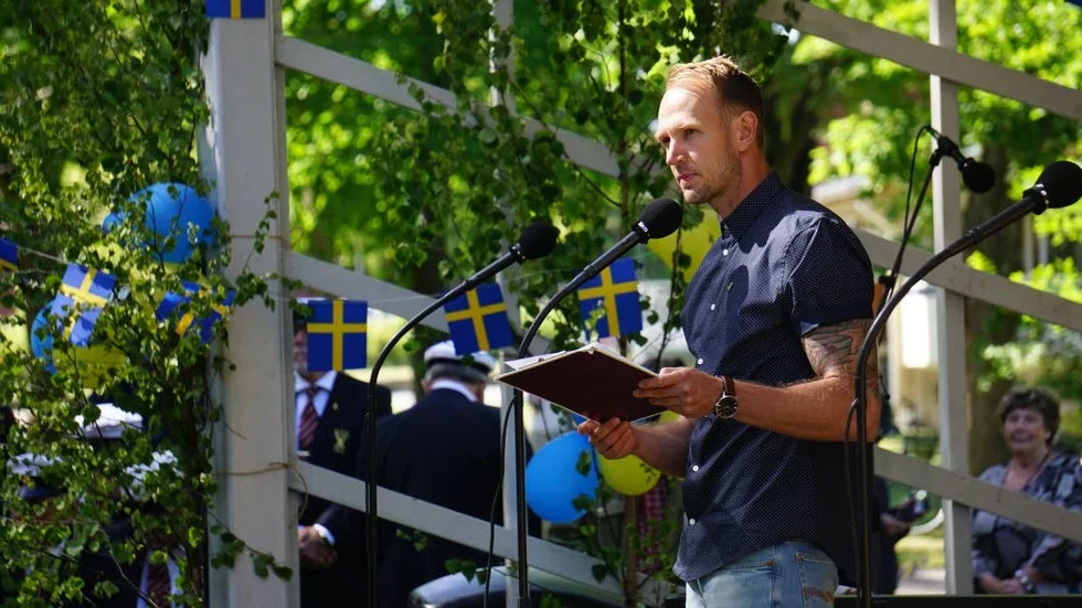 Talare. Steve Johansson var rejält nervös när han talade på nationaldagen i år.