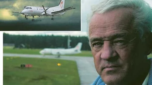 Det senaste halvåret har molnen hängt tunga över flygbolaget Swedline. Under onsdagen gick det inte längre då företaget begärde sig själva i konkurs. På stora bilden vd Sievert Andersson.