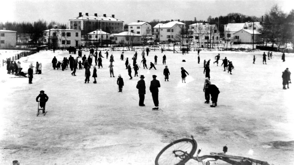 Isbana på Norras idrottsplats, 50-tal.