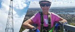 Ingrid, 81, klättrade upp i radiomasten
