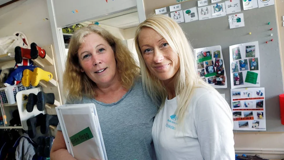 Förskollärarna Marie Ånborg och Iwona Ingvarsson på förskolan Trollsländan.