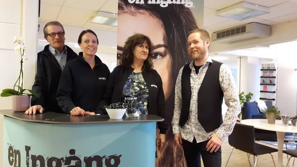 Umeå är förebilden i projektet en Ingång som finansieras av Samordningsförbunden i Östergötland. Fr v Gunnar Broman (L) ordf i förbundet, Aina Almberg, projektledare, Karin Lindgren, projektägare och Christian Ståhl, docent och forskare.