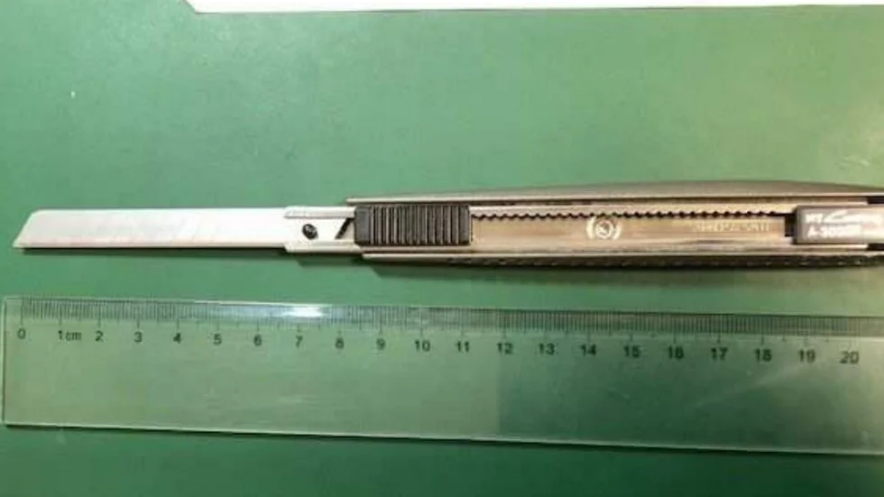 Kniven som användes vid misshandeln.