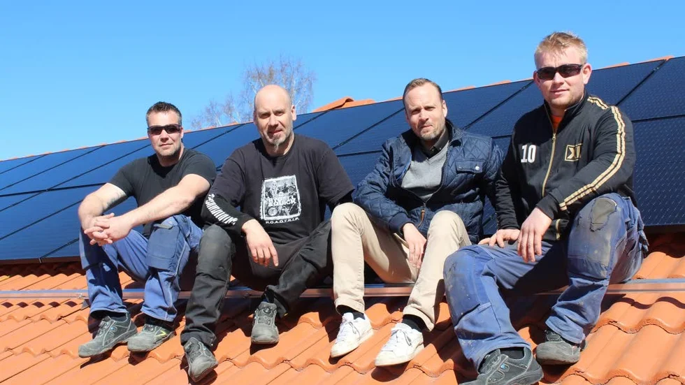 Solpanelsgänget. Fr v Per Jonsson, Anders Gustavsson, Andreas Holm och Tommy Johansson