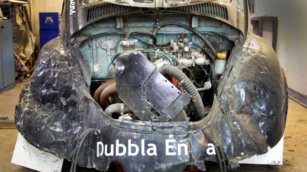 Bubbla med Volvomotor. Bilen Wilmer plockade hem segern i semesterracet med.