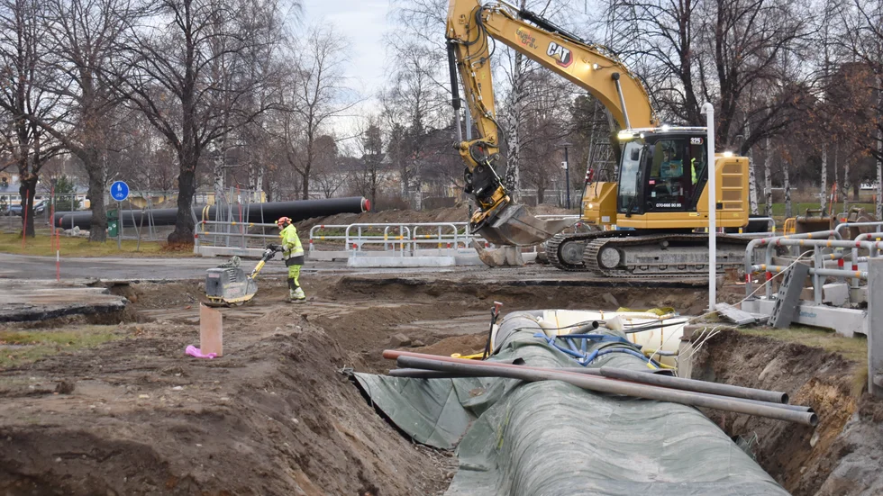Infarten till centrum i Skelleftehamn var avsängd cirka två veckor när rören skulle läggas. 