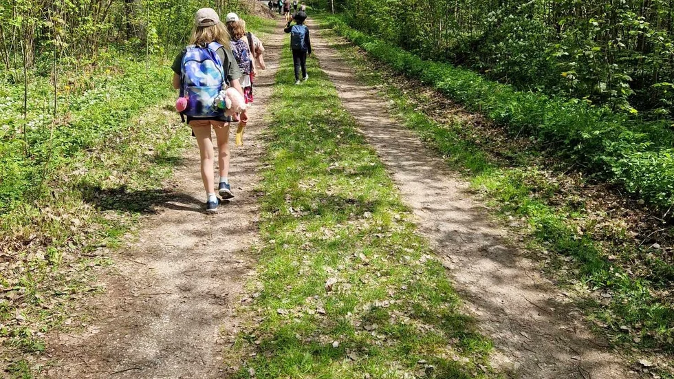 En vanlig dag i Eskelhem skola. Undervisning i skolskogen.
