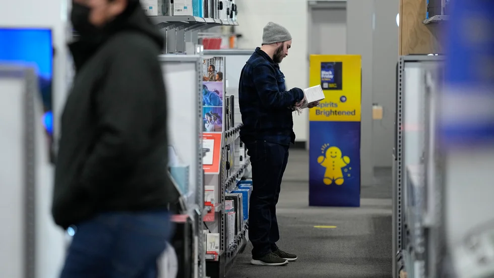 Sänkta prognoser från Best Buy och Kohl's – två stora varuhuskedjor i USA. Arkivbild