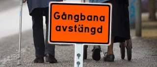Trottoar avstängd i Skellefteå – gående får ta en omväg
