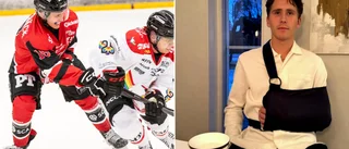 Dundrade in i sargen – bröt skulderbladet