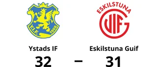 Eskilstuna Guif föll med 31-32 mot Ystads IF