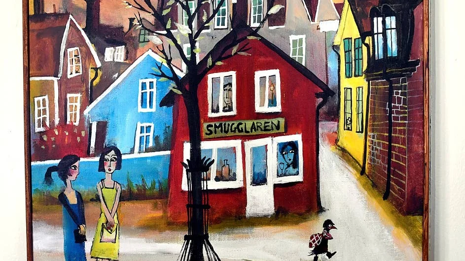 Välbekant. Stadsmiljöer i Västervik är ett återkommande motiv i Benny Ekmans målningar.