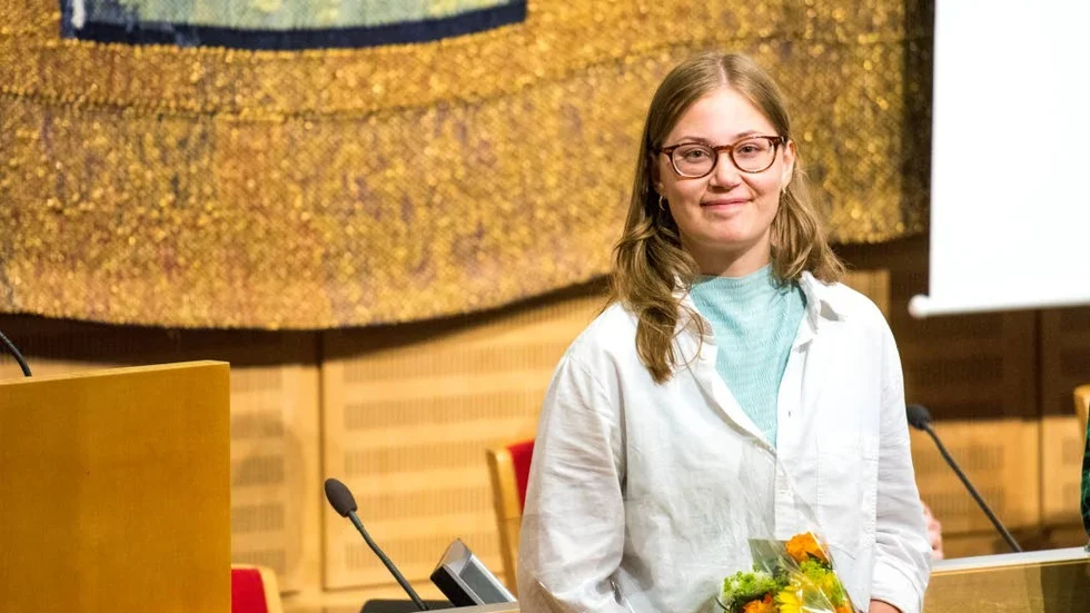 Innovatör. Evelina Lindström fick 15 000 kronor och blev utsedd till Norrbottens unga innovatör.