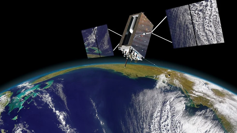 This artist drawing provided by Lockheed Martin shows a Block III GPS satellite orbiting the Earth. The new generation of satellites will improve the accuracy of military and civilian GPS receivers. The Block III is now undergoing testing at the Lockheed Martin plant south of Denver. (AP Photo/Lockheed Martin)