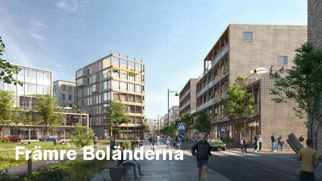 En visionsbild av hur främre Boländerna kan komma att se ut efter Säbygatan.