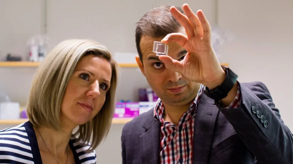 Cristina Paun, affärsutvecklare och Jacinto Sa, vd på Peafowl Solar Power som har tagit fram miljösmarta, mycket tunna och transparenta solceller.