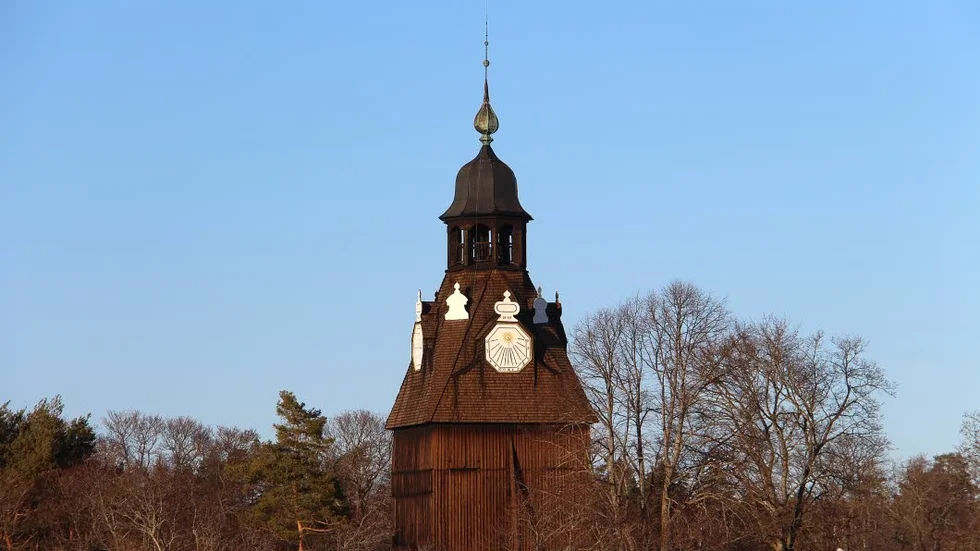 Ett landmärke i Södra Trögd, klocktornet vid Veckholms kyrka.
