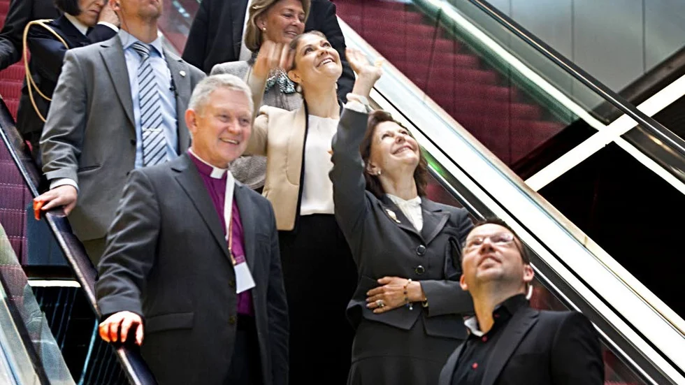 Drottning Silivia och kronprinsessan Victoria besöker ärkebiskopsmötet på UKK år 2012.