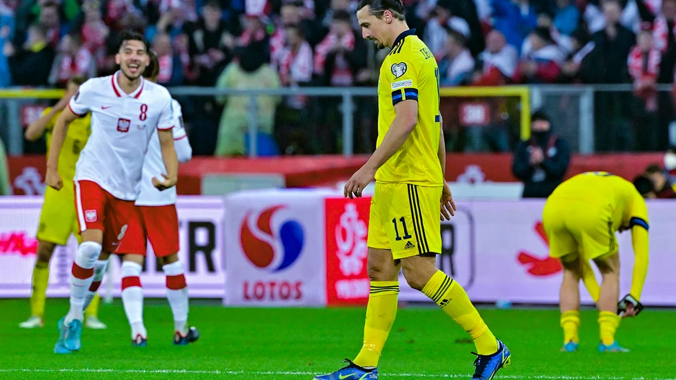 Zlatan Ibrahimovic under matchen mot Polen.