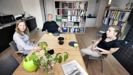 Arkitekterna Annika Nurmi, Lennart Persson och Jenny Lönneborg på arkitektkontoret Arcum.