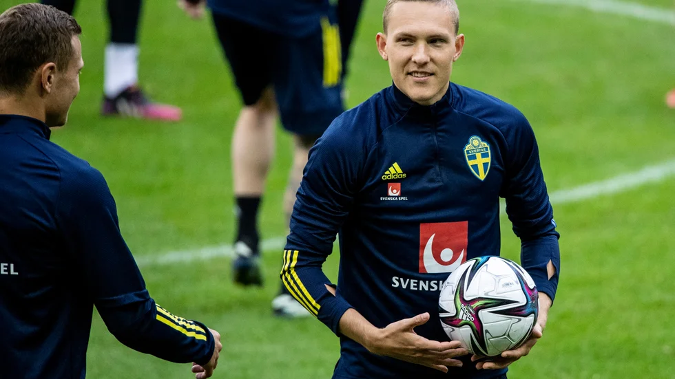 Ludwig Augustinsson saknades under dagens träning. Arkivbild.
