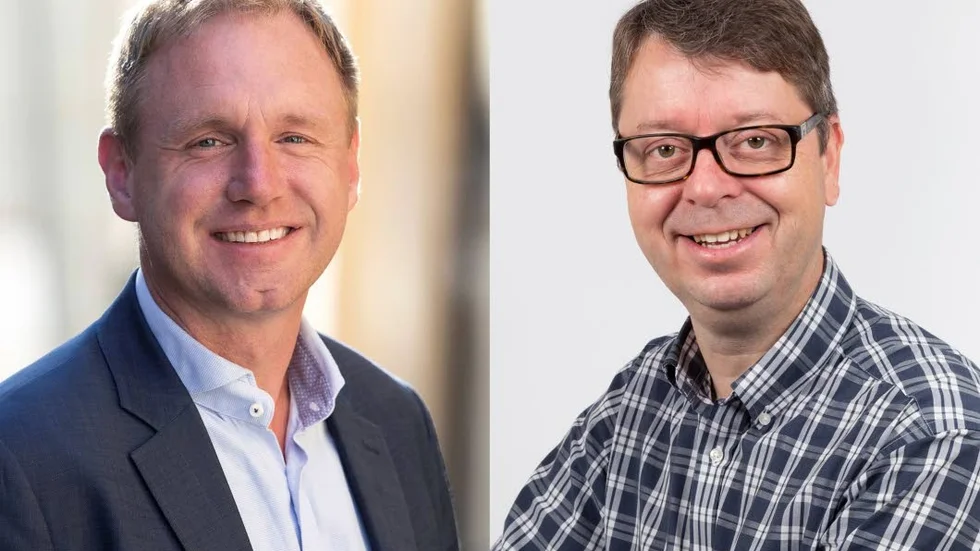 Climeons vd och grundare Thomas Öström (till vänster) och Norra Skogsägarnas koncernchef och vd Pär Lärkeryd blir nya teknologie hedersdoktorer vid Luleå tekniska universitet.