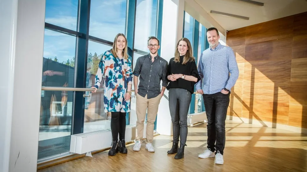 Amanda Karlsson, Andreas Eklund, Lisa Kejving förstärker Go business. På bilden även Marcus Olsson som är verksamhetsledare.