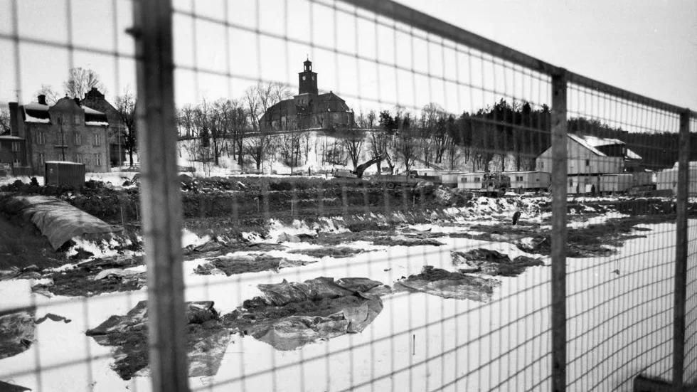 Här byggdes nuvarande polisstationen, Rättscentrum. Bilden är från januari 1979. Året därpå flyttade polisen och andra rättsmyndigheter, bland annat tingsrätten och åklagarmyndigheten in.