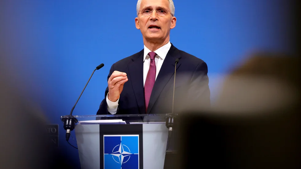 Natos generalsekreterare Jens Stoltenberg håller presskonferens inför veckans extrainsatta toppmöte i Bryssel.