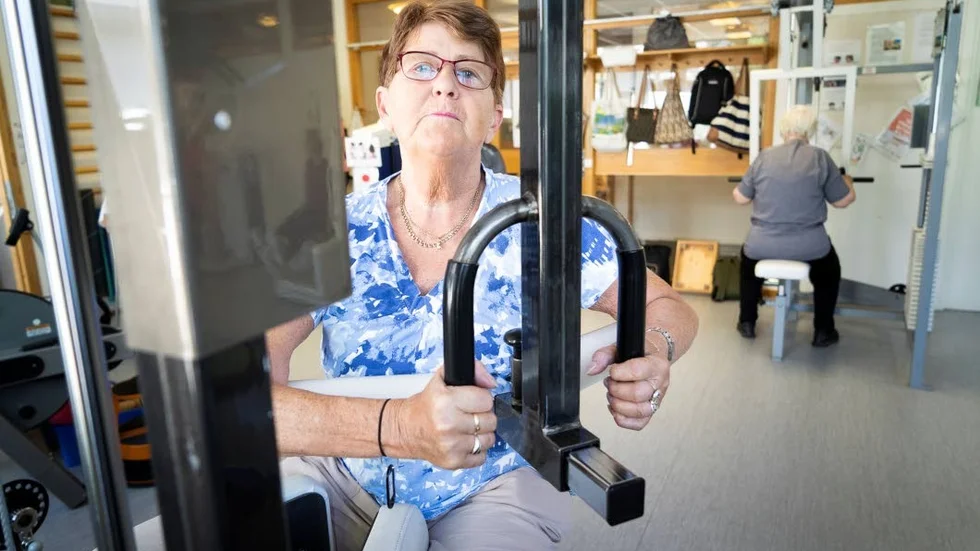 Gunilla Thor på gymmet i Årsta.