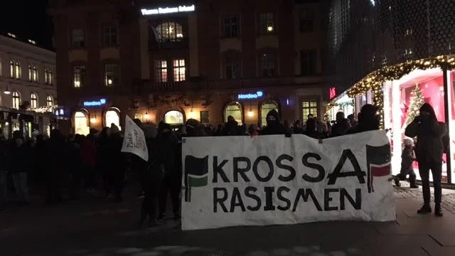 Finland en förebild. Flera av talarna under tisdagkvällens manifestation framhöll Finland som ett föredöme. Där är NMR en förbjuden organisation.