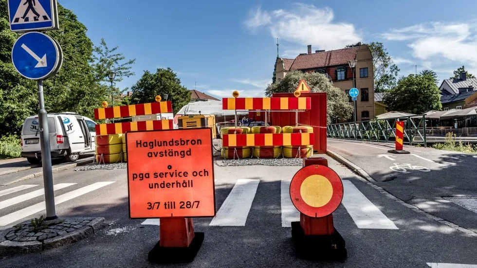 Vägarbete.
Renoveringen av Haglunds bro i Luthagen pågår, om allt går enligt planerna, fram till 28 aug