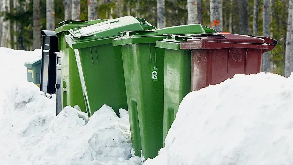 Bruna och gröna tunnor. Gällivare har påbörjat arbetet med att införa sortering av matavfall.