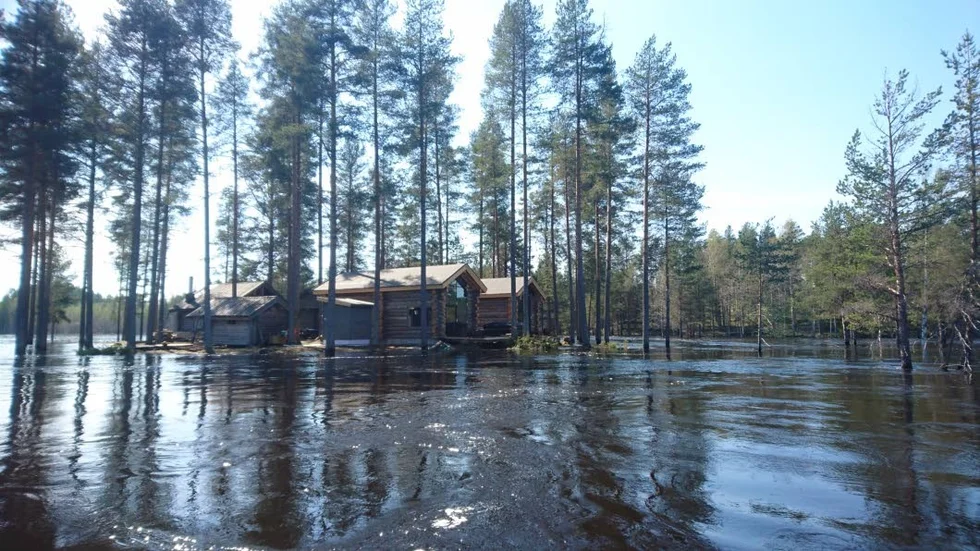 Översvämning på Arctic Retreat Getronosan i Gunnarsbyn.