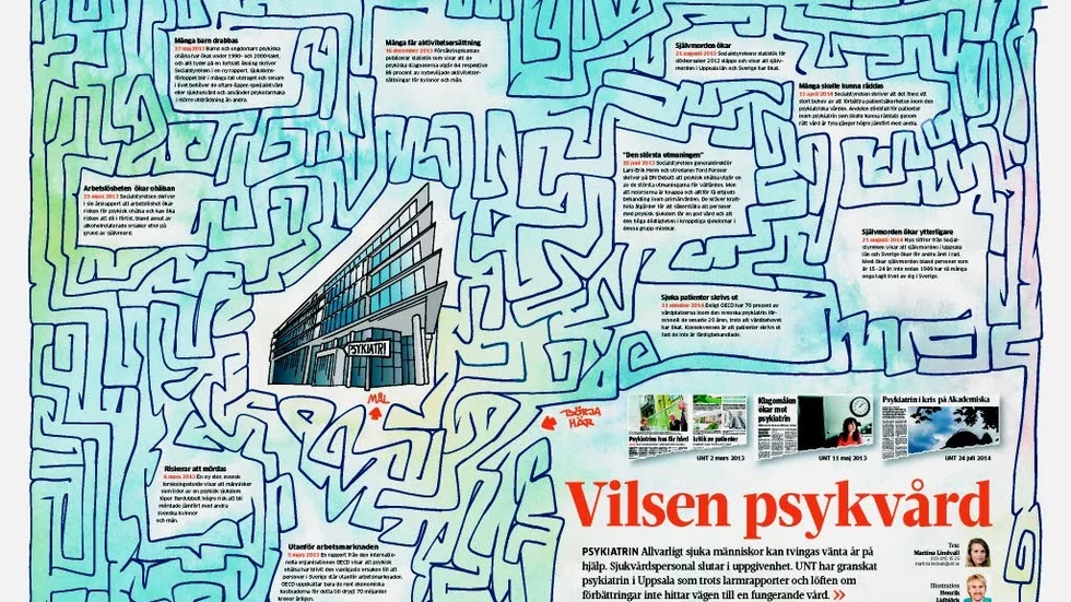 Tanken bakom designen var att visa hur svårt det kan vara att nå fram och få hjälp av psykiatrin.