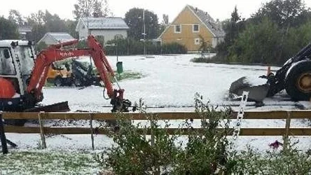 Haglet föll i Öregrund på måndagen.