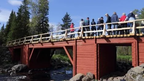 Nu finns en autentisk konstruktion av Sågforsbron att skåda över Lillpiteälven. Den ursprungliga bron tillkom före 1902 och det var många besökare som ville ta del av nyinvigningen på lördagen.