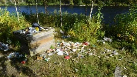 Skräpet som ligger slängt har vållat reaktioner. "Det är ledsamt att det ska se ut så här", säger Vivan Näsström, Piteå".